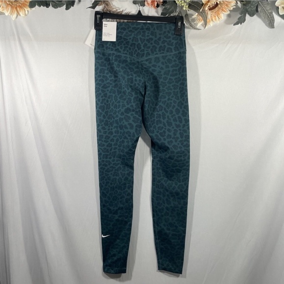 NWT Nike‎ [ XS ] Mid-Rise Leopard Glitter Active Leggings in Teal - Picture 11 of 12